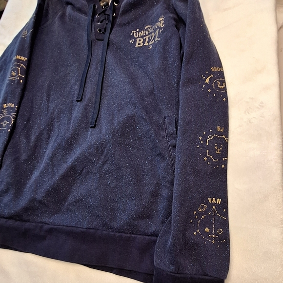 BTS BT21 - Navy Blue Glitter Hoodie - Picture 5 of 13